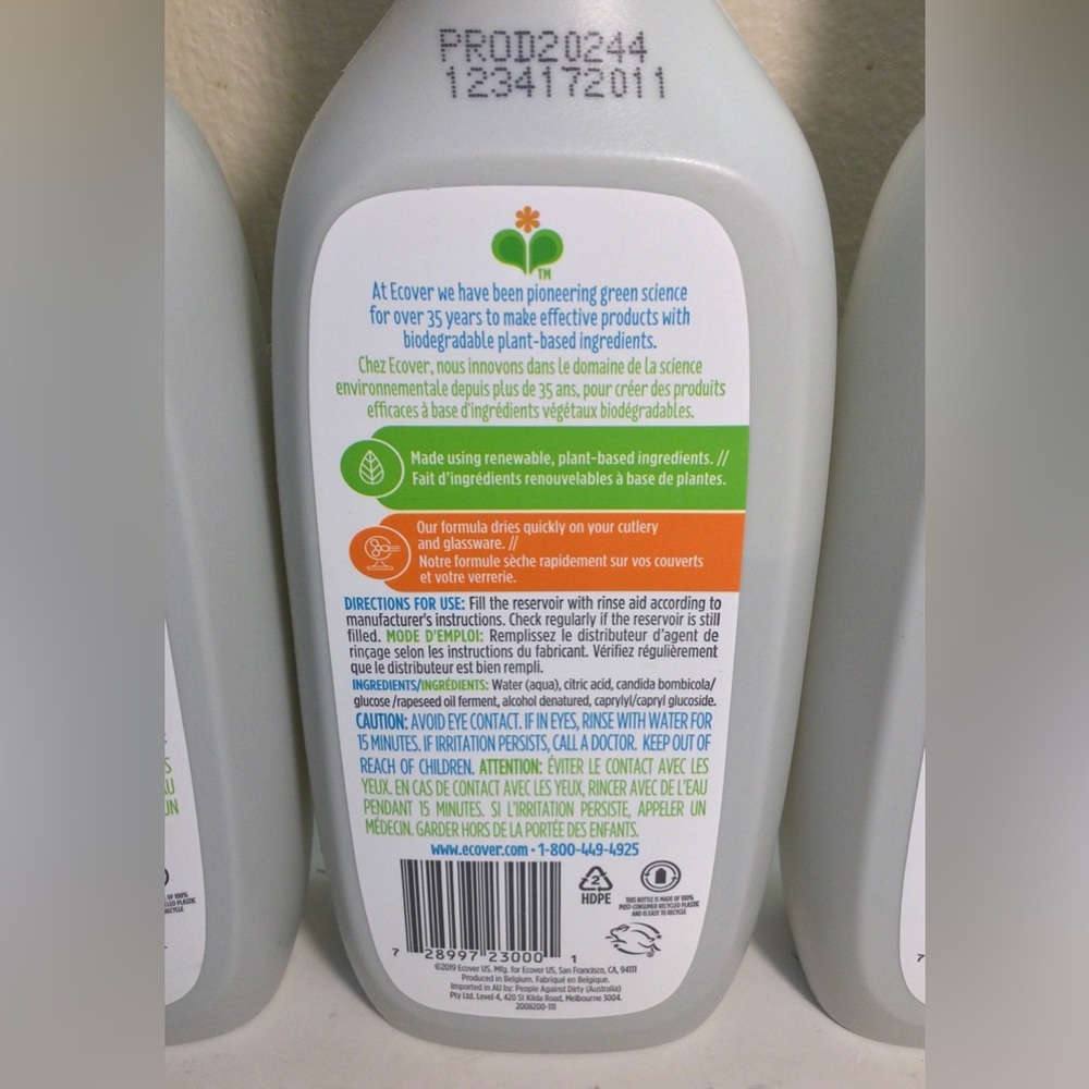 ECOVER Rinse Aid 16 fl. oz. Liquid-Lot Of 2.5 Bottles ~ Please Read - Picture 4 of 4